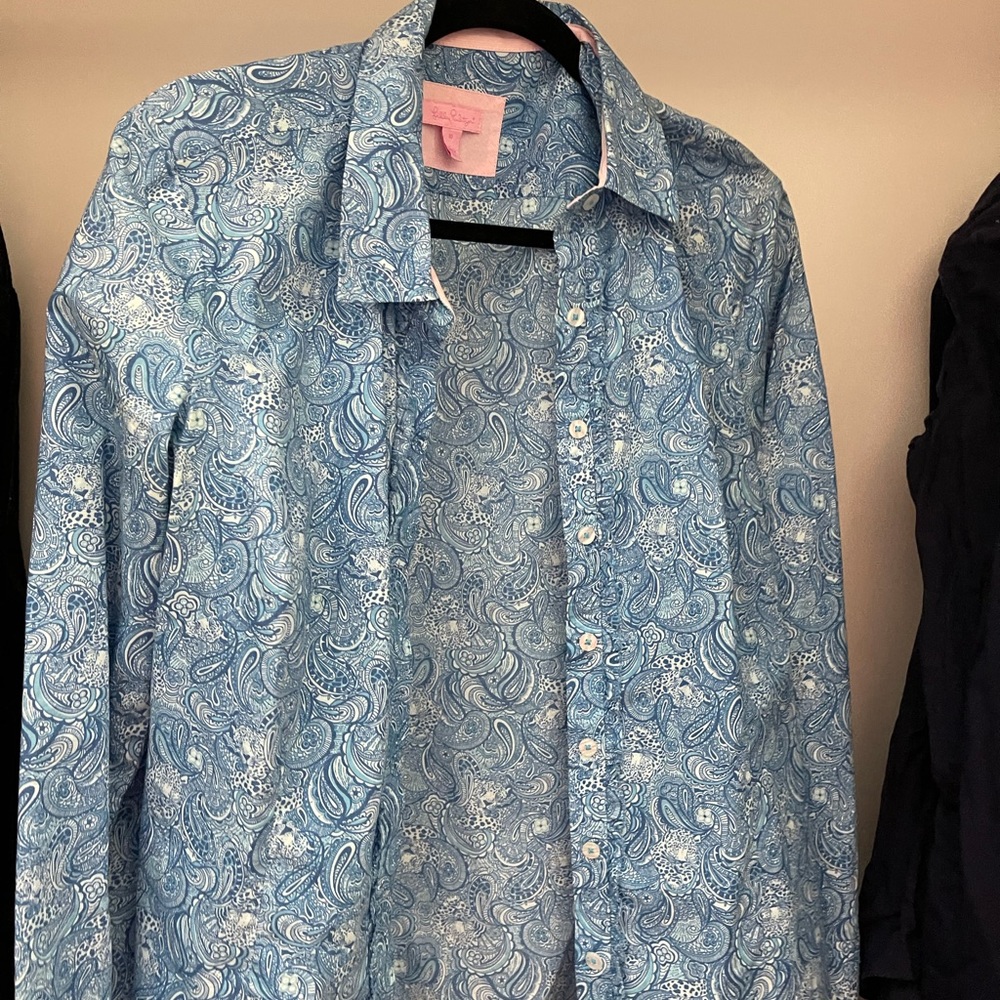 Lilly Pulitzer Blue Paisley Button Down Shirt